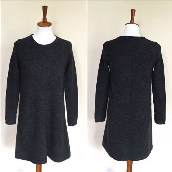 Madewell 100% Merino Wool Walkway Sweater Dress Black‎ Long Sleeve Size XS - Picture 3 of 7